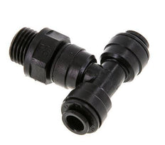 6mm x G1/4'' inline T-stuk POM Insteekfitting Buitendraad FDA Draaibaar NBR
