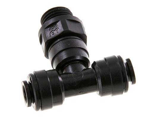 6mm x G1/4'' inline T-stuk POM Insteekfitting Buitendraad FDA Draaibaar NBR
