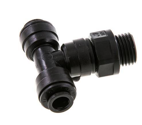 6mm x G1/4'' inline T-stuk POM Insteekfitting Buitendraad FDA Draaibaar NBR