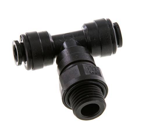 6mm x G1/4'' inline T-stuk POM Insteekfitting Buitendraad FDA Draaibaar NBR