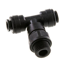 6mm x G1/4'' inline T-stuk POM Insteekfitting Buitendraad FDA Draaibaar NBR