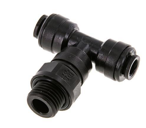 6mm x G1/4'' inline T-stuk POM Insteekfitting Buitendraad FDA Draaibaar NBR