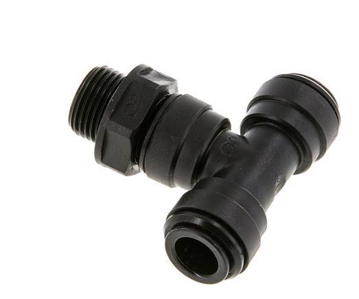 10mm x G3/8'' inline T-stuk POM Insteekfitting Buitendraad FDA Draaibaar NBR