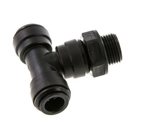 10mm x G3/8'' inline T-stuk POM Insteekfitting Buitendraad FDA Draaibaar NBR