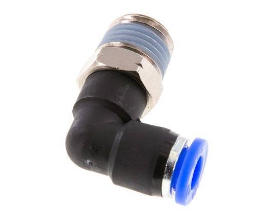 1/4'' x 1/4'' NPT 90 graden L-verbinding Messing/PBT Insteekfitting Buitendraad Draaibaar NBR [2 Stuks]