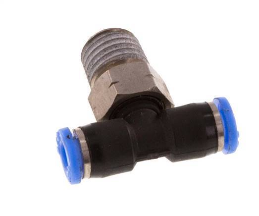 1/8'' x 1/16'' NPT inline T-stuk Messing/PBT Insteekfitting Buitendraad Draaibaar NBR [2 Stuks]