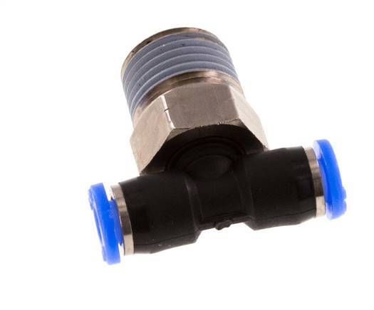 1/8'' x 1/8'' NPT inline T-stuk Messing/PBT Insteekfitting Buitendraad Draaibaar NBR [2 Stuks]