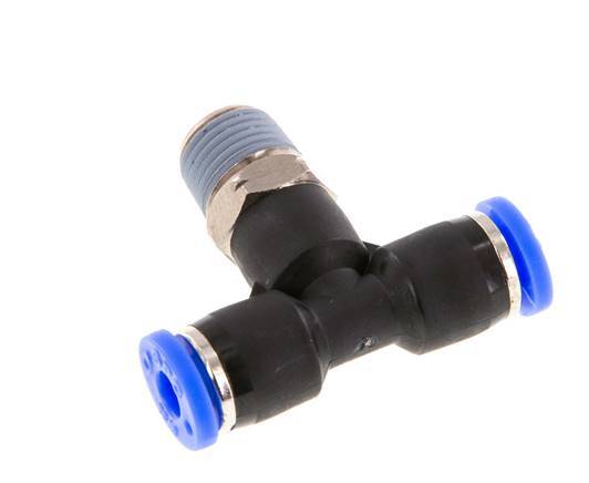 5/32'' x 1/8'' NPT inline T-stuk Messing/PBT Insteekfitting Buitendraad Draaibaar NBR [2 Stuks]