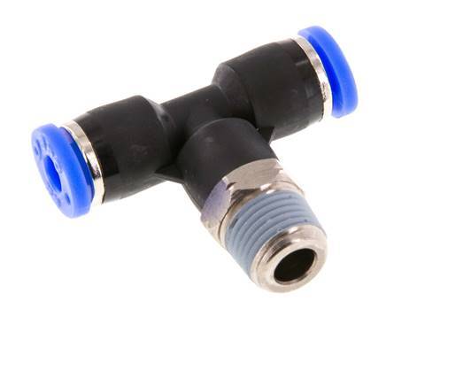 5/32'' x 1/8'' NPT inline T-stuk Messing/PBT Insteekfitting Buitendraad Draaibaar NBR [2 Stuks]