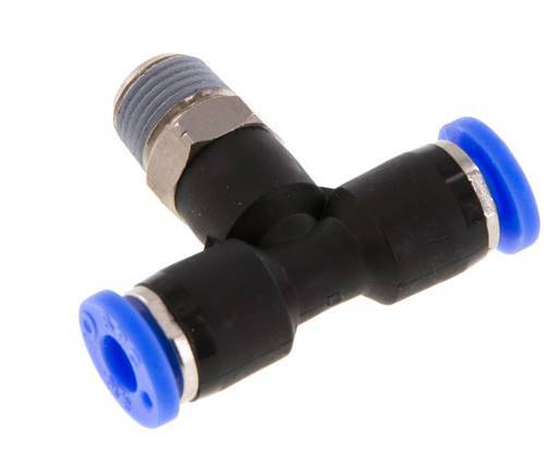 3/16'' x 1/8'' NPT inline T-stuk Messing/PBT Insteekfitting Buitendraad Draaibaar NBR [2 Stuks]
