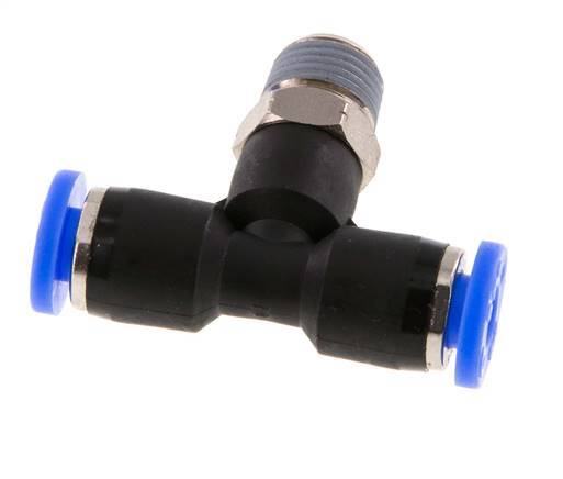3/16'' x 1/8'' NPT inline T-stuk Messing/PBT Insteekfitting Buitendraad Draaibaar NBR [2 Stuks]