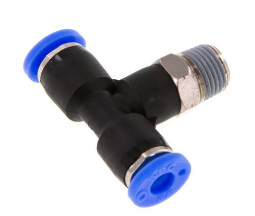 3/16'' x 1/8'' NPT inline T-stuk Messing/PBT Insteekfitting Buitendraad Draaibaar NBR [2 Stuks]