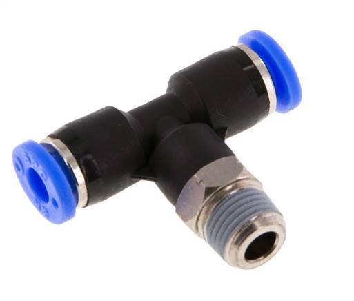 3/16'' x 1/8'' NPT inline T-stuk Messing/PBT Insteekfitting Buitendraad Draaibaar NBR [2 Stuks]