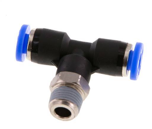 3/16'' x 1/8'' NPT inline T-stuk Messing/PBT Insteekfitting Buitendraad Draaibaar NBR [2 Stuks]