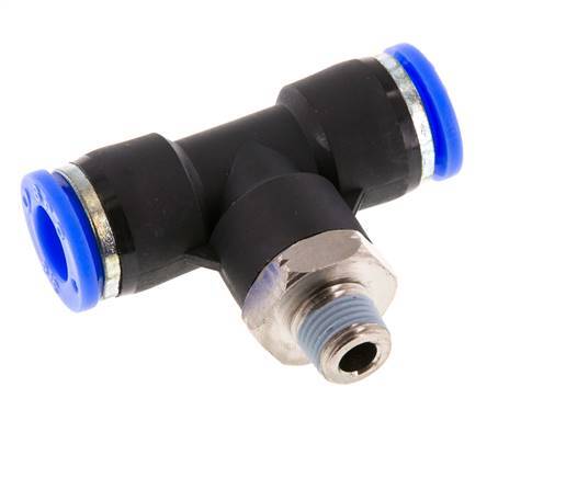 3/8'' x 1/8'' NPT inline T-stuk Messing/PBT Insteekfitting Buitendraad Draaibaar NBR