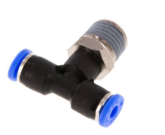 5/32'' x 1/4'' NPT inline T-stuk Messing/PBT Insteekfitting Buitendraad Draaibaar NBR [2 Stuks]