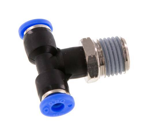 5/32'' x 1/4'' NPT inline T-stuk Messing/PBT Insteekfitting Buitendraad Draaibaar NBR [2 Stuks]