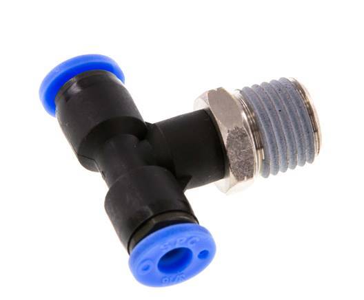 3/16'' x 1/4'' NPT inline T-stuk Messing/PBT Insteekfitting Buitendraad Draaibaar NBR [2 Stuks]