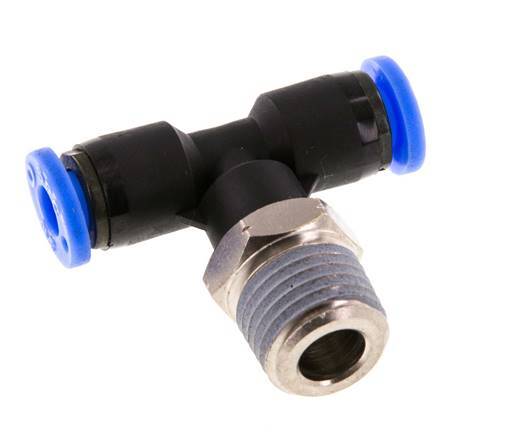 3/16'' x 1/4'' NPT inline T-stuk Messing/PBT Insteekfitting Buitendraad Draaibaar NBR [2 Stuks]