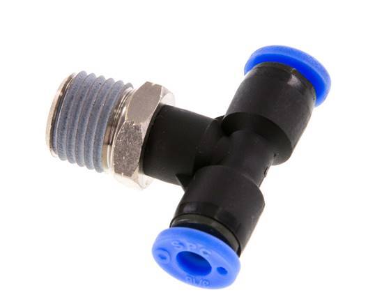 3/16'' x 1/4'' NPT inline T-stuk Messing/PBT Insteekfitting Buitendraad Draaibaar NBR [2 Stuks]