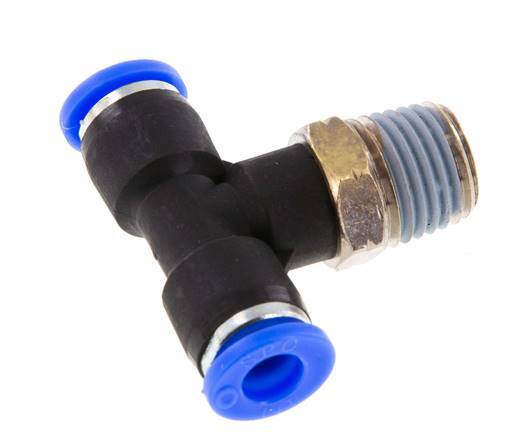 1/4'' x 1/4'' NPT inline T-stuk Messing/PBT Insteekfitting Buitendraad Draaibaar NBR [2 Stuks]