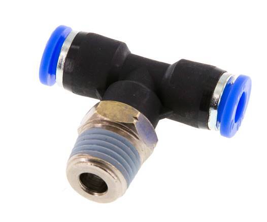 1/4'' x 1/4'' NPT inline T-stuk Messing/PBT Insteekfitting Buitendraad Draaibaar NBR [2 Stuks]