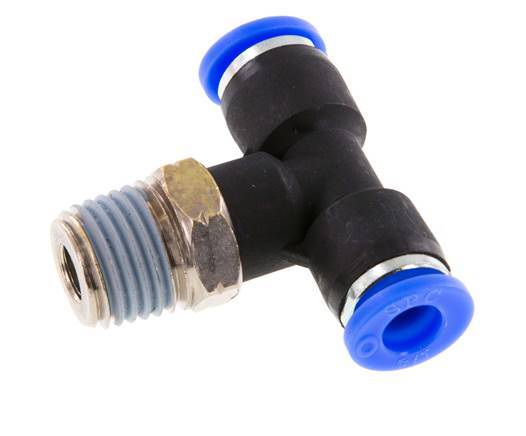 1/4'' x 1/4'' NPT inline T-stuk Messing/PBT Insteekfitting Buitendraad Draaibaar NBR [2 Stuks]