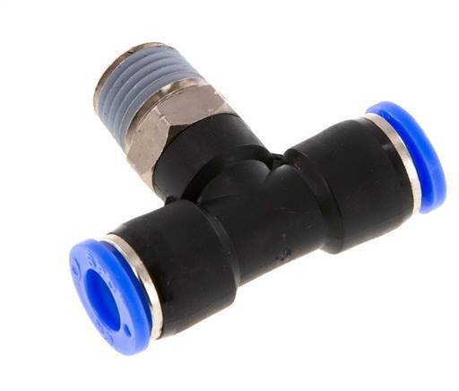 5/16'' x 1/4'' NPT inline T-stuk Messing/PBT Insteekfitting Buitendraad Draaibaar NBR [2 Stuks]