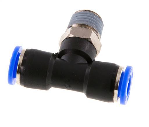 5/16'' x 1/4'' NPT inline T-stuk Messing/PBT Insteekfitting Buitendraad Draaibaar NBR [2 Stuks]