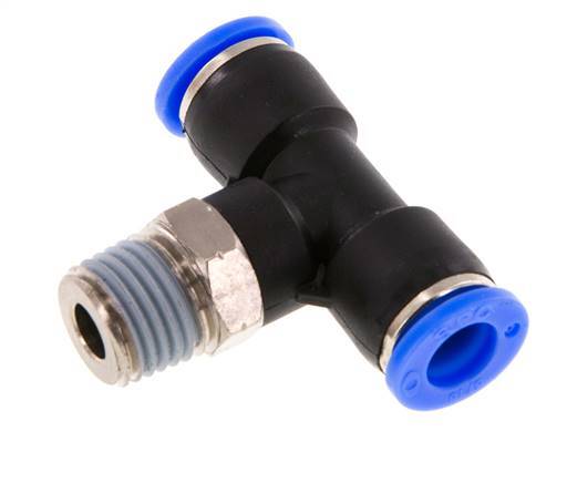5/16'' x 1/4'' NPT inline T-stuk Messing/PBT Insteekfitting Buitendraad Draaibaar NBR [2 Stuks]