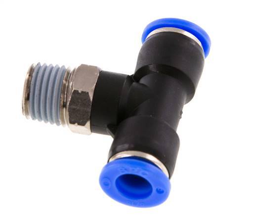 5/16'' x 1/4'' NPT inline T-stuk Messing/PBT Insteekfitting Buitendraad Draaibaar NBR [2 Stuks]