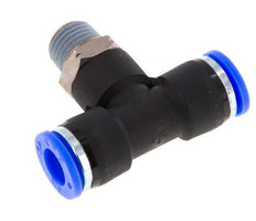 3/8'' x 1/4'' NPT inline T-stuk Messing/PBT Insteekfitting Buitendraad Draaibaar NBR