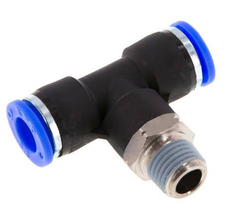 3/8'' x 1/4'' NPT inline T-stuk Messing/PBT Insteekfitting Buitendraad Draaibaar NBR