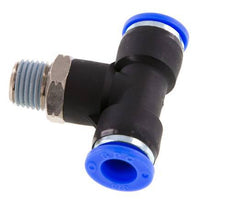 3/8'' x 1/4'' NPT inline T-stuk Messing/PBT Insteekfitting Buitendraad Draaibaar NBR