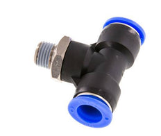 1/2'' x 1/4'' NPT inline T-stuk Messing/PBT Insteekfitting Buitendraad Draaibaar NBR