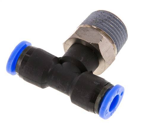 1/4'' x 3/8'' NPT inline T-stuk Messing/PBT Insteekfitting Buitendraad Draaibaar NBR [2 Stuks]