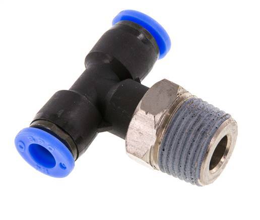 1/4'' x 3/8'' NPT inline T-stuk Messing/PBT Insteekfitting Buitendraad Draaibaar NBR [2 Stuks]