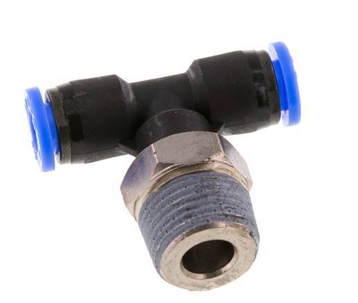 1/4'' x 3/8'' NPT inline T-stuk Messing/PBT Insteekfitting Buitendraad Draaibaar NBR [2 Stuks]