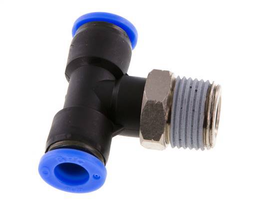 5/16'' x 3/8'' NPT inline T-stuk Messing/PBT Insteekfitting Buitendraad Draaibaar NBR [2 Stuks]