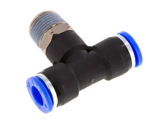 3/8'' x 3/8'' NPT inline T-stuk Messing/PBT Insteekfitting Buitendraad Draaibaar NBR