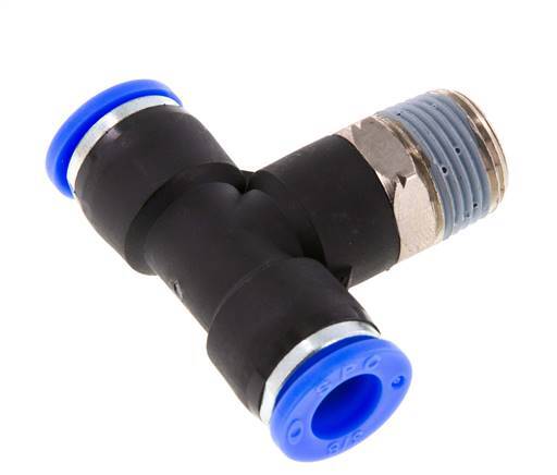 3/8'' x 3/8'' NPT inline T-stuk Messing/PBT Insteekfitting Buitendraad Draaibaar NBR