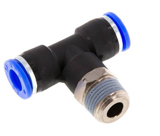 3/8'' x 3/8'' NPT inline T-stuk Messing/PBT Insteekfitting Buitendraad Draaibaar NBR