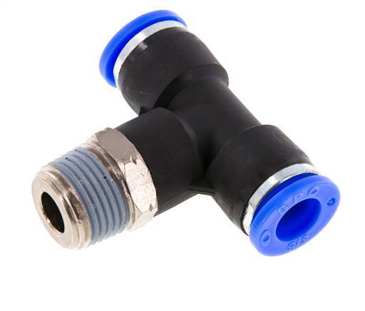 3/8'' x 3/8'' NPT inline T-stuk Messing/PBT Insteekfitting Buitendraad Draaibaar NBR