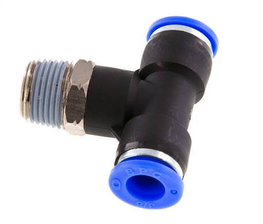 3/8'' x 3/8'' NPT inline T-stuk Messing/PBT Insteekfitting Buitendraad Draaibaar NBR