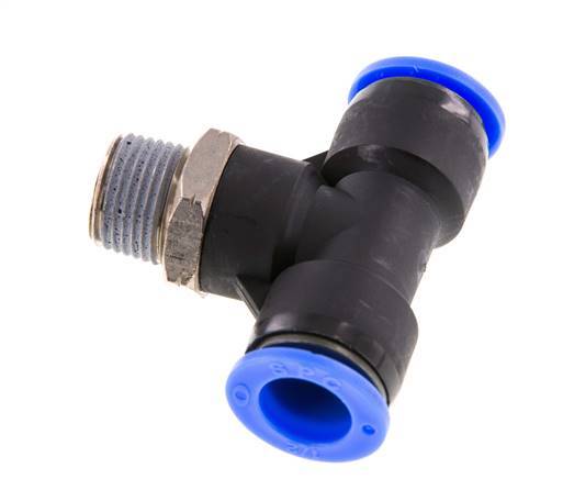 1/2'' x 3/8'' NPT inline T-stuk Messing/PBT Insteekfitting Buitendraad Draaibaar NBR