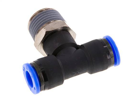 3/8'' x 1/2'' NPT inline T-stuk Messing/PBT Insteekfitting Buitendraad Draaibaar NBR