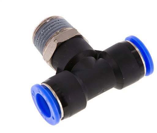 1/2'' x 1/2'' NPT inline T-stuk Messing/PBT Insteekfitting Buitendraad Draaibaar NBR