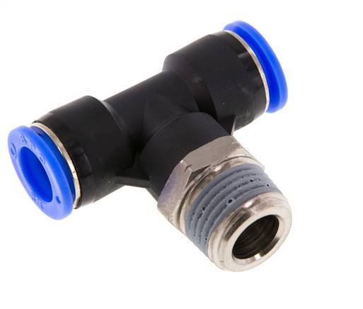 1/2'' x 1/2'' NPT inline T-stuk Messing/PBT Insteekfitting Buitendraad Draaibaar NBR