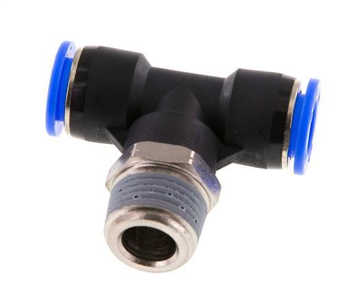 1/2'' x 1/2'' NPT inline T-stuk Messing/PBT Insteekfitting Buitendraad Draaibaar NBR