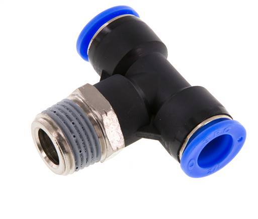 1/2'' x 1/2'' NPT inline T-stuk Messing/PBT Insteekfitting Buitendraad Draaibaar NBR